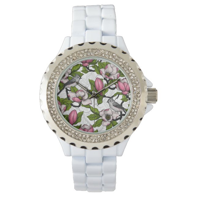 Montre Magnolia en floraison et tireur (devant)