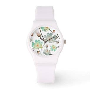 Montre Magnolia Motif White Watch