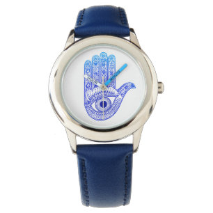 Montre Main de Hamsa bleu / Défense des yeux mal / Main d