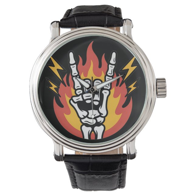 Montre Main de squelette Rock and Roll : Signe de Classic (devant)