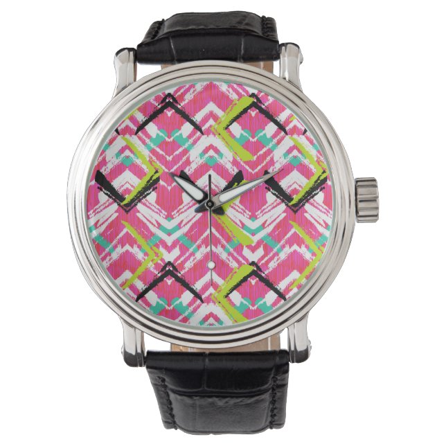 Montre Main Drawn Rose Zig Zag (devant)