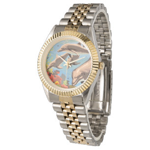 Montre Main Painted by Number Dolphins