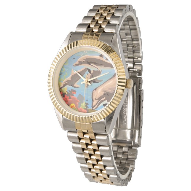 Montre Main Painted by Number | Dolphins | (Incliné)