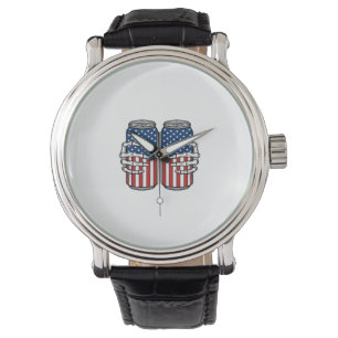 Montre Mains de squelette patriotiques vintage tenant des