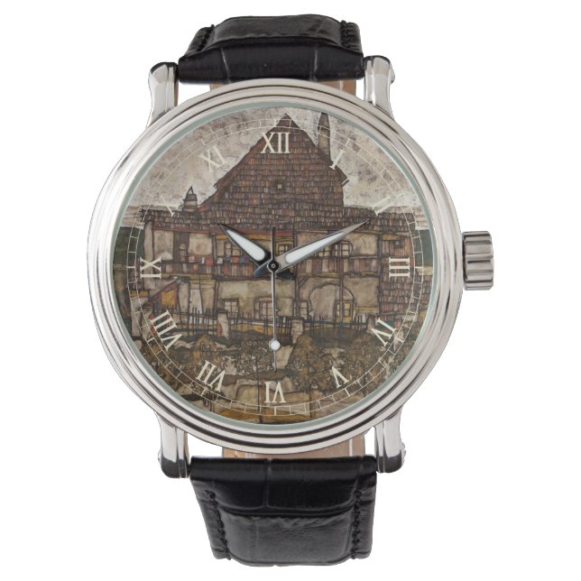 Montre Maison avec un toit de bardeaux par Egon Schiele (devant)