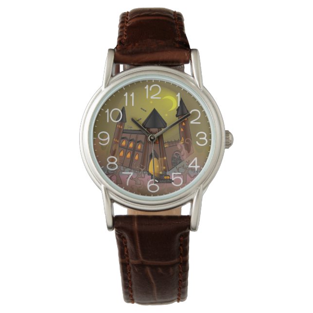 Montre Maison de sorcière d'Halloween effrayante et châte (devant)