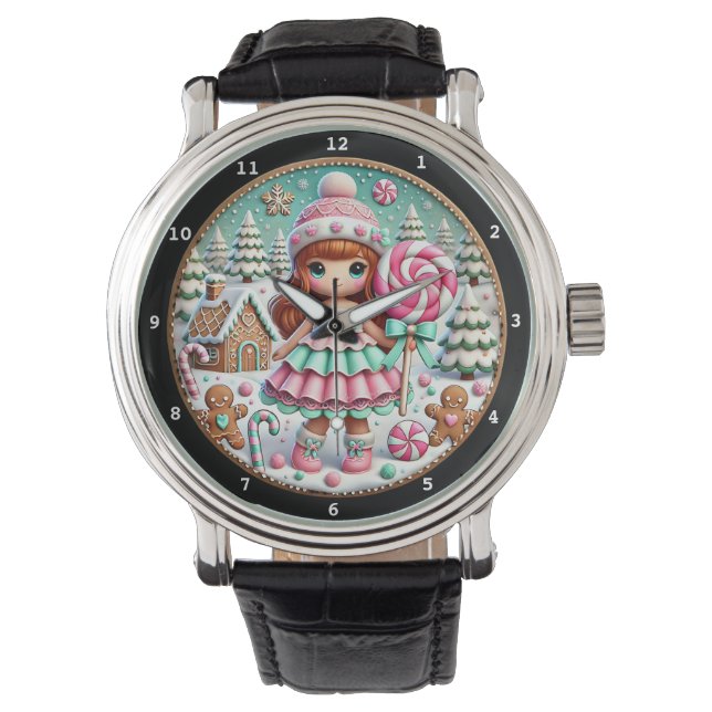 Montre Maison en Canne de Noël et Fille (devant)