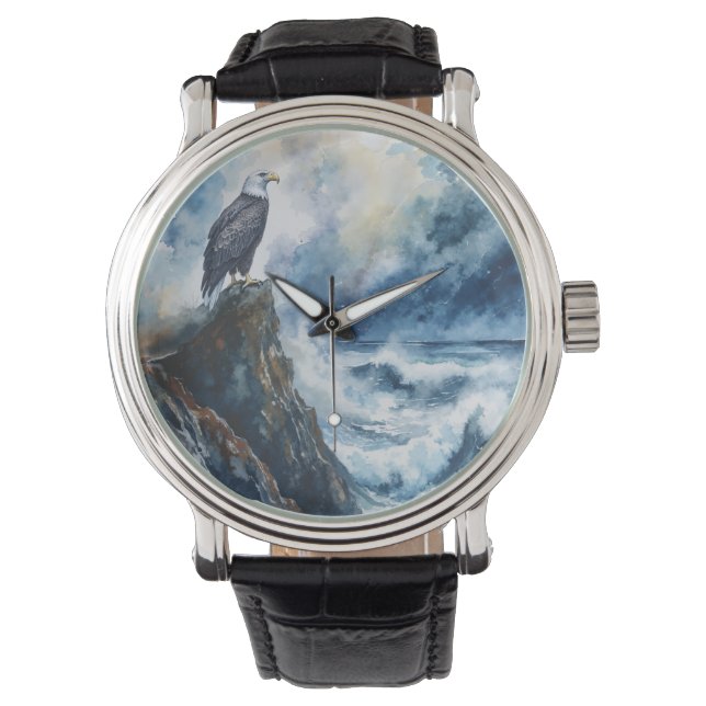 Montre Majestic Bald Eagle surplombant l'océan (devant)
