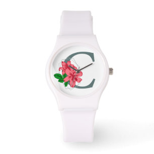 Montre Majuscule C monogramme floral