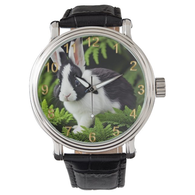 Montre Mal Le Lapin Noir Et Blanc, Regarde (devant)