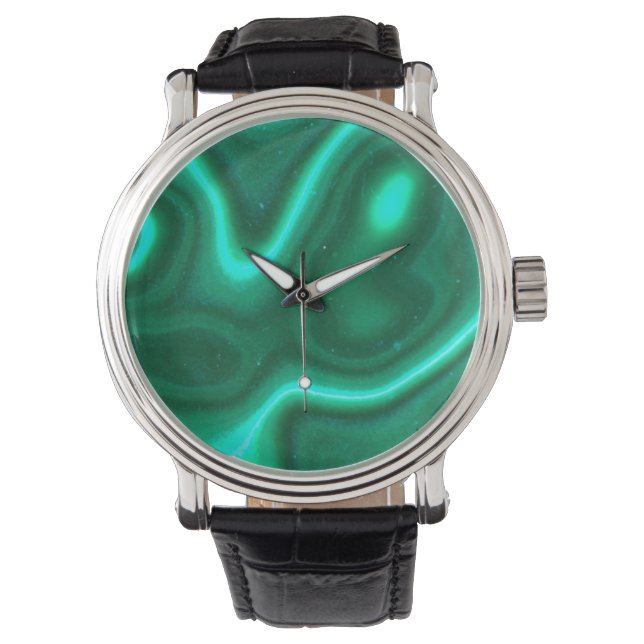Montre malachite texture de pierre verte motif de roche n (devant)