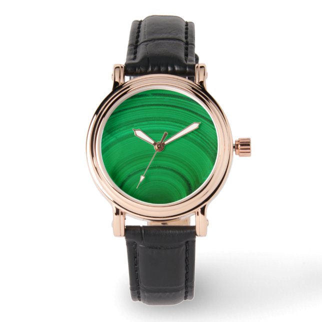 Montre Malachite verte en gros plan (Recto)