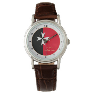 Montre Maltese Cross & Malte Drapeau tendance mode / desi