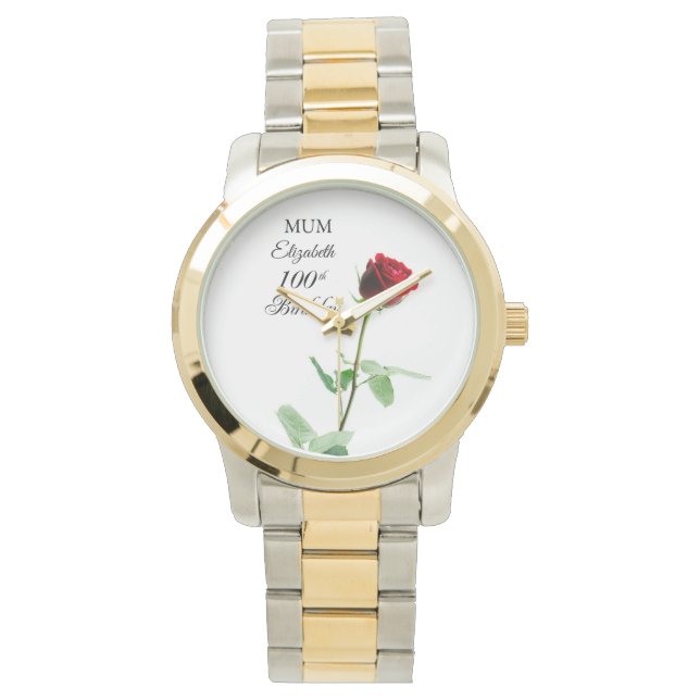 Montre Maman 100e anniversaire Fleur de rose rouge person (devant)