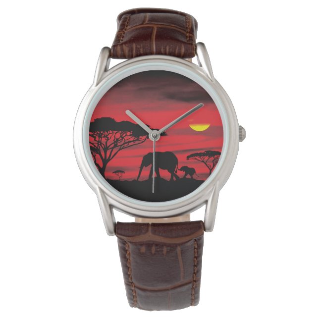 Montre Maman et bébé éléphant dans le Serengeti (devant)