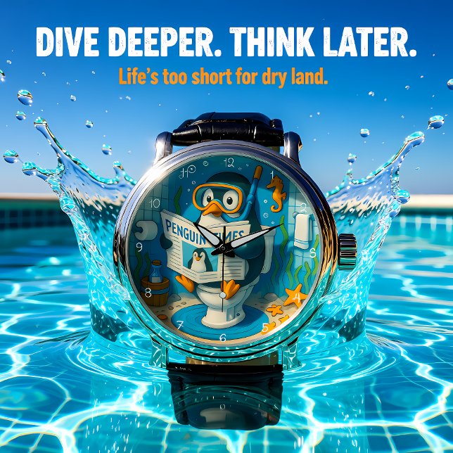 Montre Manchette de pingouin sous l'eau (Créateur téléchargé)