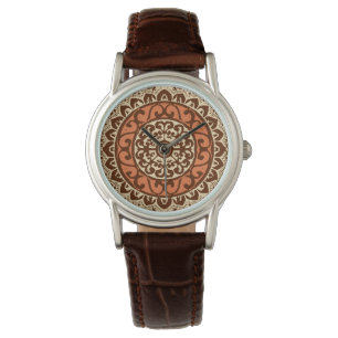 Montre Mandala batik soleil du Sud-Ouest, rouille et marr