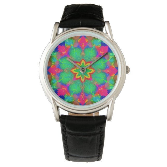 Montre Mandala de feuillage de forêt (devant)