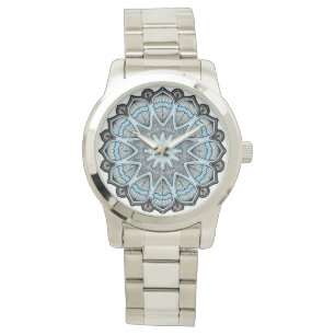 Montre Mandala élégant bleu orange