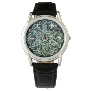 Montre Mandala Exotic Tribal Green Gradient