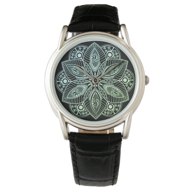 Montre Mandala Exotic Tribal Green Gradient (devant)