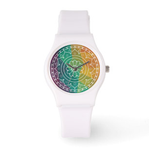 Montre Mandala flower india arc-en-ciel design chic boho
