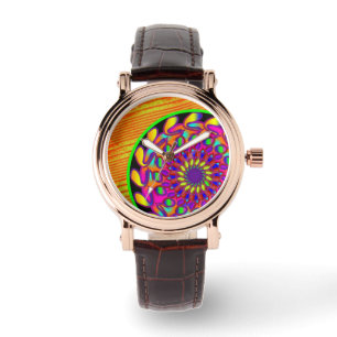 Montre Mandala orange et rose