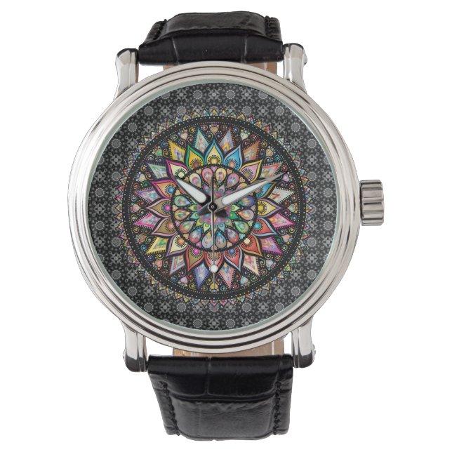 Montre Mandala. Paix, Amour, Regarde (devant)