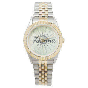 Montre Mandala vintage sur verre poli à la minty