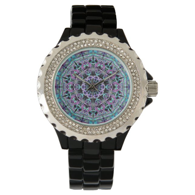 Montre Mandala violet et bleu (devant)