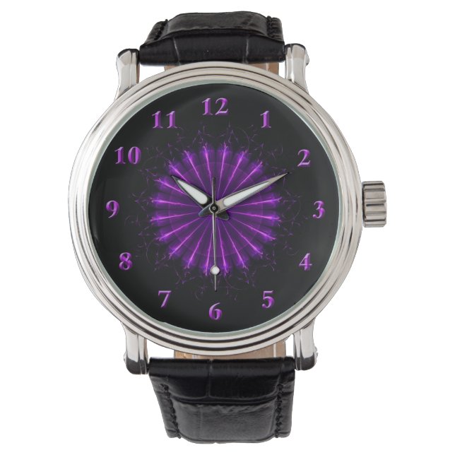 Montre Mandala violet fractal (42) Wristwatch (devant)
