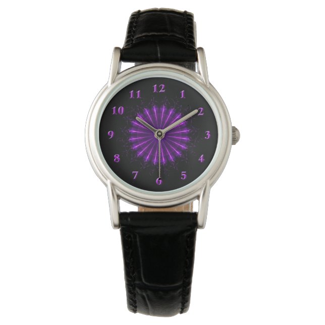 Montre Mandala violet fractal (42) Wristwatch (devant)