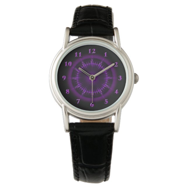 Montre Mandala violet fractal (49) Wristwatch (devant)