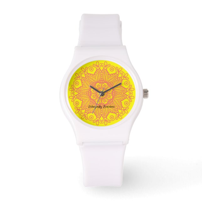 Montre Mandela-Jaune espagnole et rose saumon (Recto)