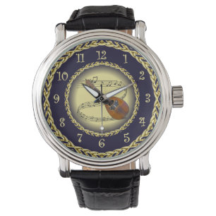 Montre Mandolin 02 ~ Scroll musical ~ Gold/Navy Blue ~