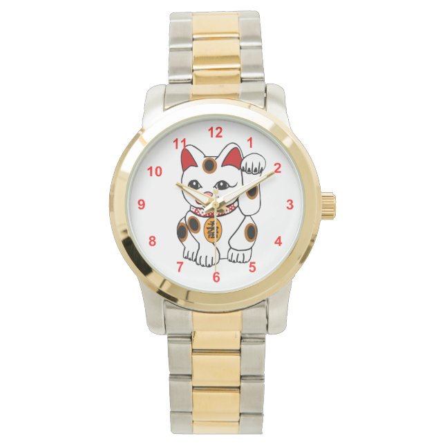 Montre Maneki Neko Japonais Bobine Calico Cat (devant)
