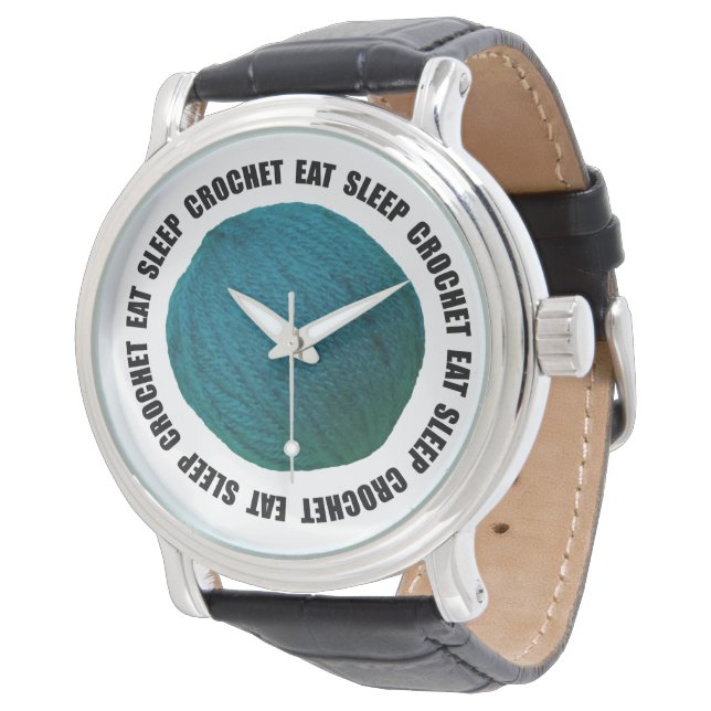 Montre Mangez le Crochet Fil Ball Turquoise Texte gras (Incliné)