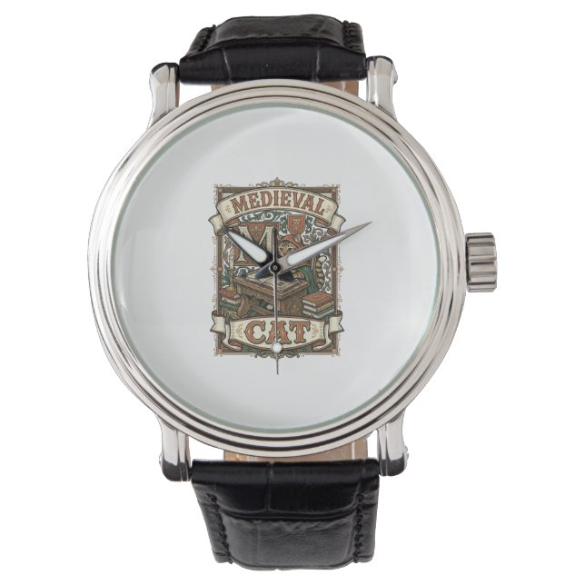 Montre Manuscrit médiéval de chat médiéval vintage (devant)