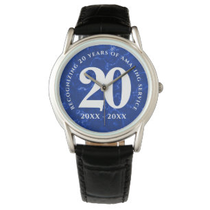 Montre Marbre Bleu Élégant 20 Anniversaire du travail