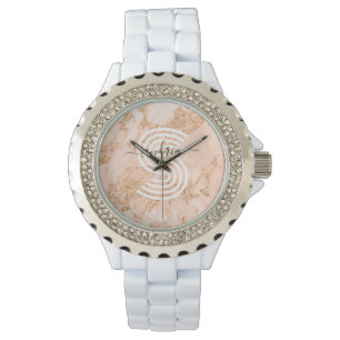 Montre Marbre rose Parties scintillant or, Nom du script 