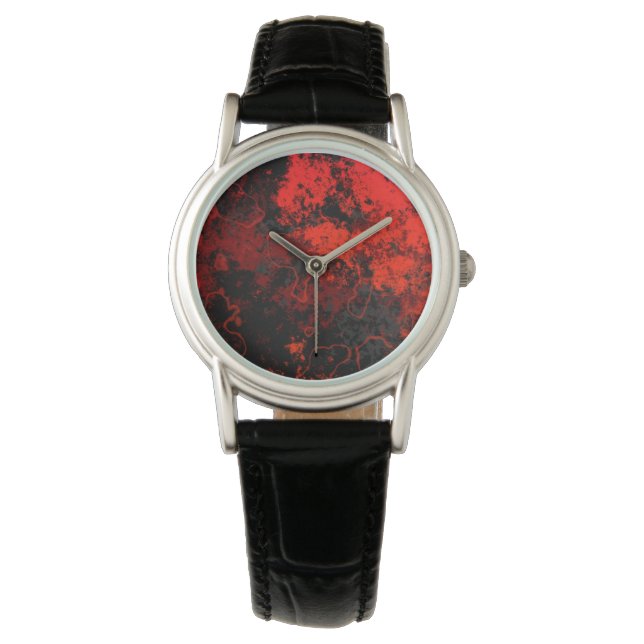 Montre Marbre rouge, noir et gris Abstrait (devant)