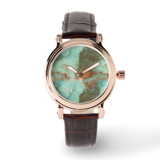 Montre Marbre turquoise et rouille Abstrait (Recto)