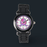 Montre Marcela girls nom signification lettre M unicorn r<br><div class="desc">Marcela signifie chevaliers héraldiques qui protègent les enfants bracelet. Bouclier style Chevalier lettre monogramme M nom d'art simple cadran numéroté parfait pour dans les tons violet, rose chaud, blanc et gris. Personnalisez avec votre propre nom et nom signifiant pour un grand cadeau personnalisé unique, cet exemple est pour les noms...</div>