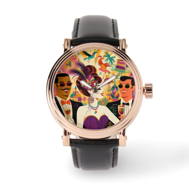 Montre Mardi Gras Cocktail Futur Du Milieu Du Siècle (Recto)