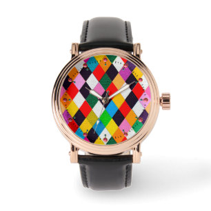 Montre MARDI GRAS HARLEQUIN MOTIF coloré Rhombi