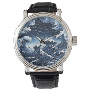 Montre Marée Abstraite" - Vague Océanique