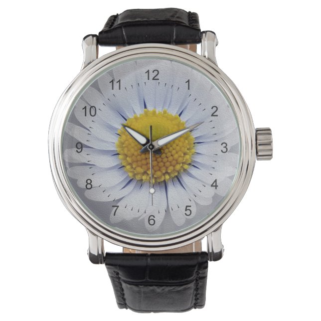 Montre marguerite blanche brillante (devant)