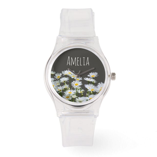 Montre Marguerites sur gris Personnalisé (Recto)