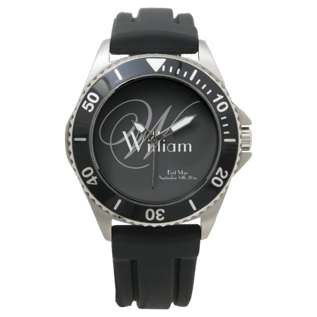 Montre Mariage Best Man Cadeau Moderne Monogramme Nom Spo (devant)