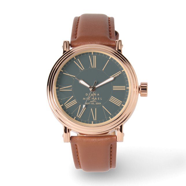 Montre Mariage Élégant Classique Typographie Chiffres Rom (Recto)